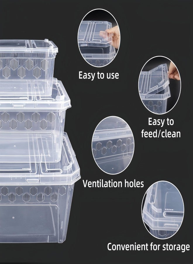 Dmnnlp 3Pcs Reptile Feeding Box Set, 3-Size Plastic Reptile Critter Keeper with Tags, for Isopods Snails Sling Geckos Frog Spiders Turtles Scorpion Serpents Tarantulas and Breeding Worms(Clear) - Image 4